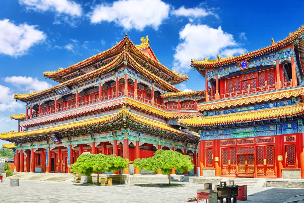 Beautiful View of Yonghegong Lama Temple Beijing.