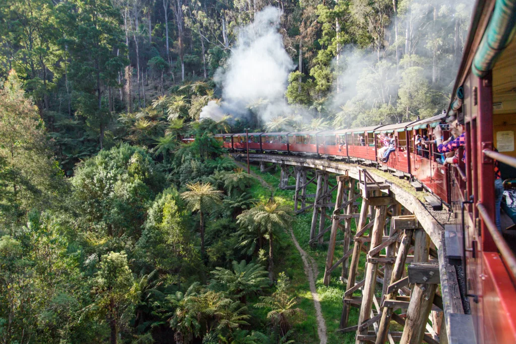Puffing Billy Railway - is a 2 ft 6 in narrow gauge heritage railway in the Dandenong Ranges in Melbourne, Australia.